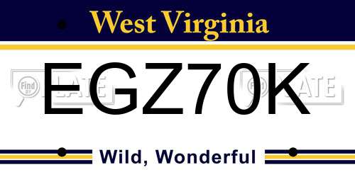 EGZ70K West Virginia License Plate