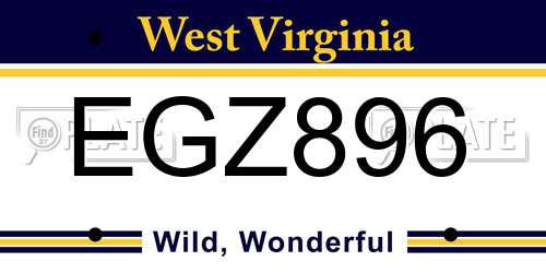 EGZ896 West Virginia License Plate