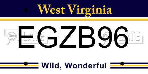 EGZB96 West Virginia License Plate