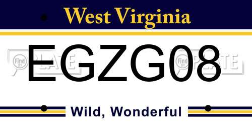 EGZG08 West Virginia License Plate