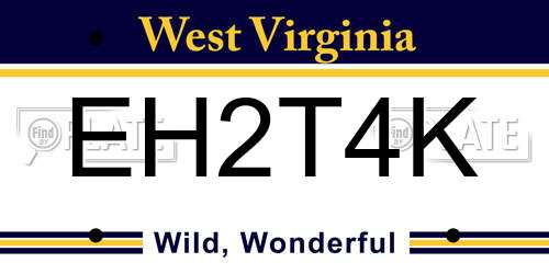 EH2T4K West Virginia License Plate