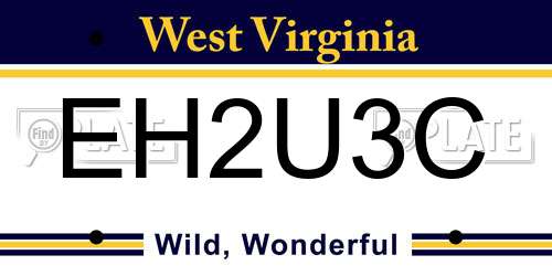 EH2U3C West Virginia License Plate