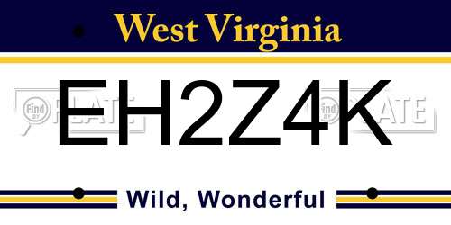 EH2Z4K West Virginia License Plate