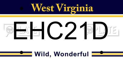 EHC21D West Virginia License Plate