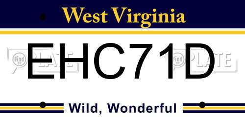 EHC71D West Virginia License Plate