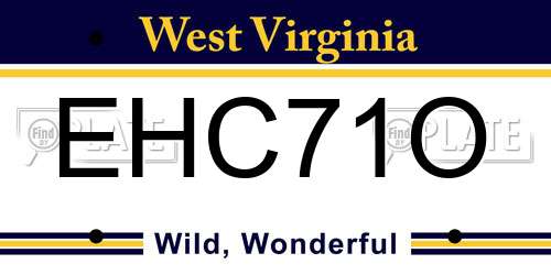 EHC71O West Virginia License Plate