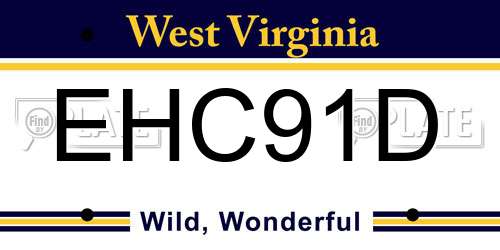 EHC91D West Virginia License Plate