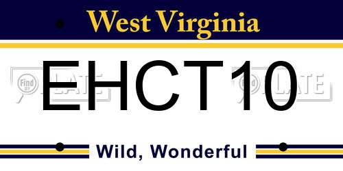 EHCT10 West Virginia License Plate
