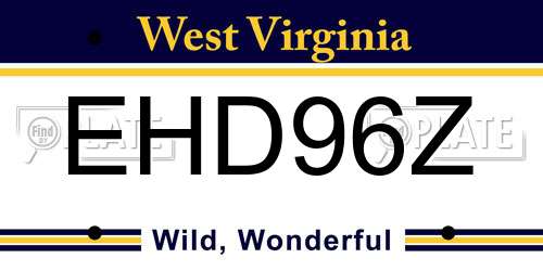 EHD96Z West Virginia License Plate