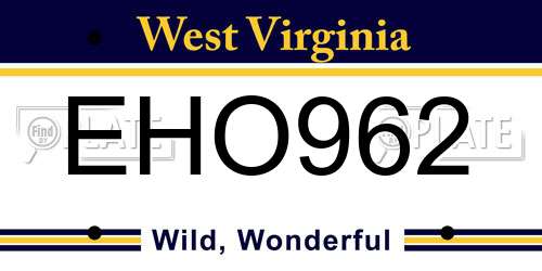 EHO962 West Virginia License Plate