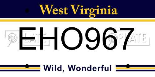 EHO967 West Virginia License Plate