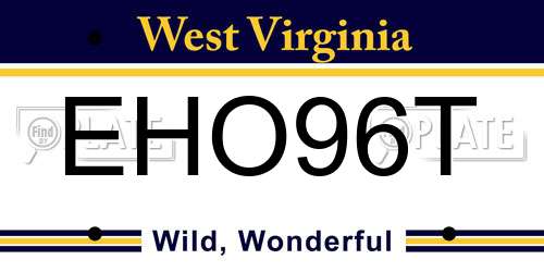 EHO96T West Virginia License Plate