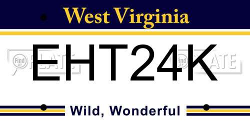 EHT24K West Virginia License Plate