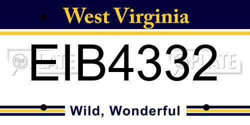 EIB4332 West Virginia License Plate