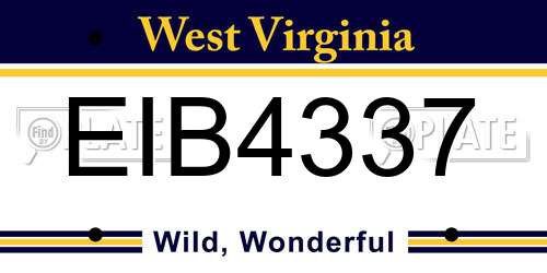EIB4337 West Virginia License Plate