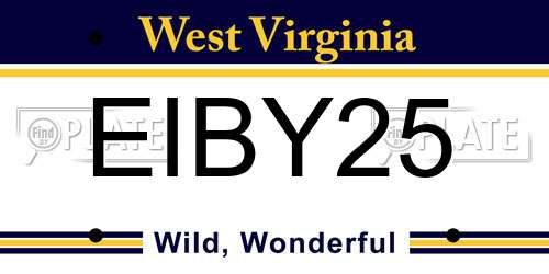 EIBY25 West Virginia License Plate