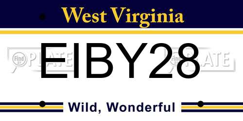 EIBY28 West Virginia License Plate