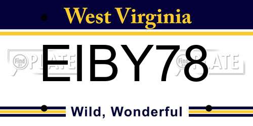 EIBY78 West Virginia License Plate
