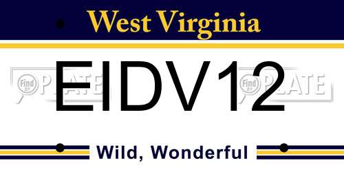 EIDV12 West Virginia License Plate