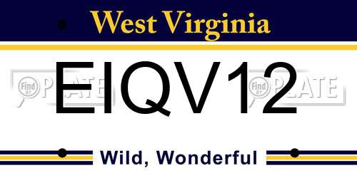 EIQV12 West Virginia License Plate