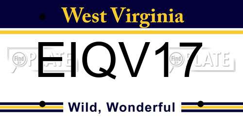 EIQV17 West Virginia License Plate