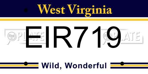 EIR719 West Virginia License Plate