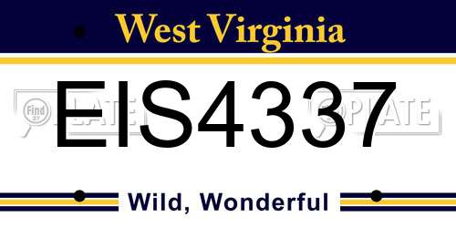 EIS4337 West Virginia License Plate