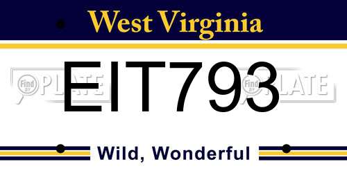 EIT793 West Virginia License Plate
