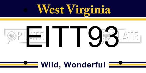 EITT93 West Virginia License Plate
