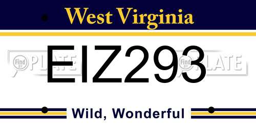 EIZ293 West Virginia License Plate