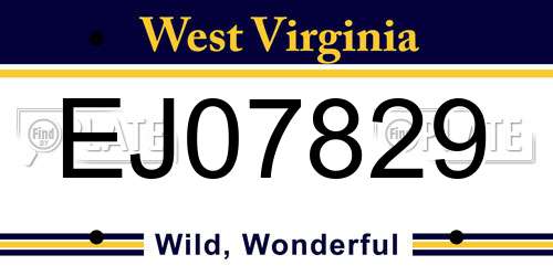 EJ07829 West Virginia License Plate
