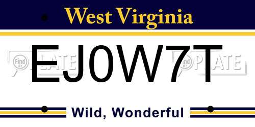 EJ0W7T West Virginia License Plate