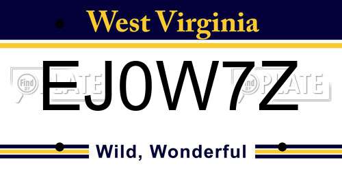 EJ0W7Z West Virginia License Plate