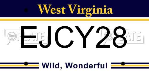 EJCY28 West Virginia License Plate