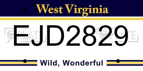 EJD2829 West Virginia License Plate