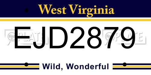 EJD2879 West Virginia License Plate