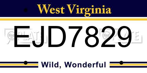 EJD7829 West Virginia License Plate