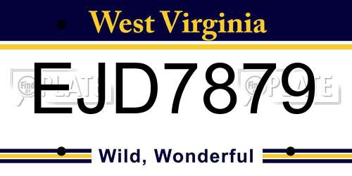 EJD7879 West Virginia License Plate