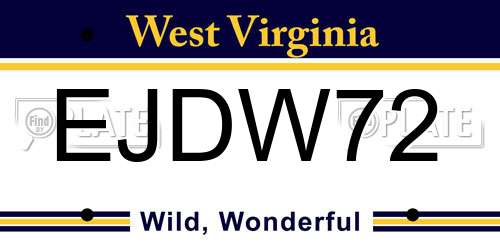 EJDW72 West Virginia License Plate