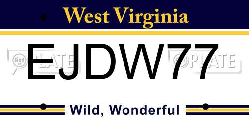 EJDW77 West Virginia License Plate