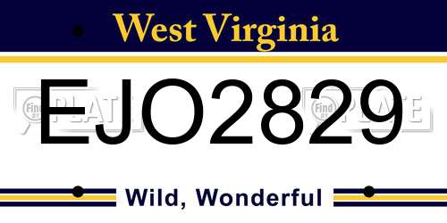 EJO2829 West Virginia License Plate