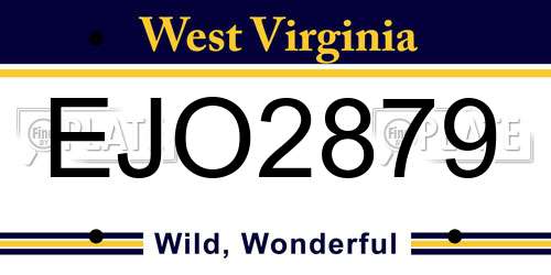 EJO2879 West Virginia License Plate