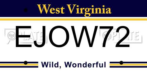 EJOW72 West Virginia License Plate