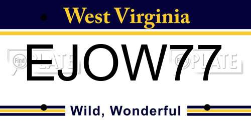 EJOW77 West Virginia License Plate