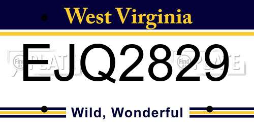 EJQ2829 West Virginia License Plate