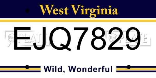 EJQ7829 West Virginia License Plate