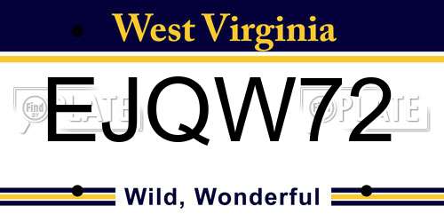EJQW72 West Virginia License Plate