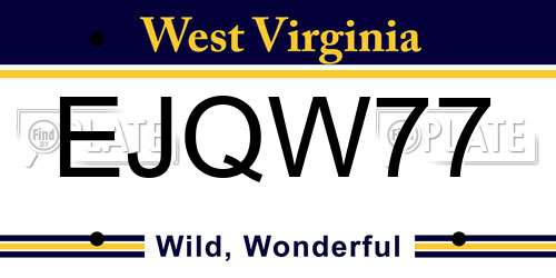 EJQW77 West Virginia License Plate