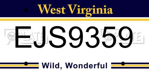 EJS9359 West Virginia License Plate