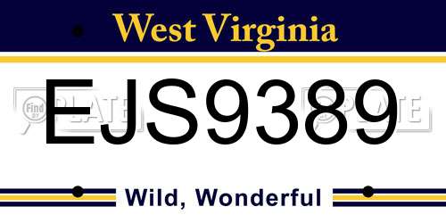 EJS9389 West Virginia License Plate